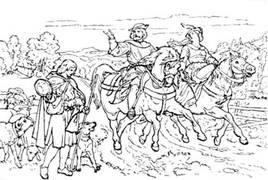 Der Edelmann trifft seinen Hirten Wendelin mit der Herde weitab vom Hofe. Der zornige Adelige schimpft Wendelin aus, dieser verspricht aber rechtzeitig mit der Herde in den Hof zurückzukehren.